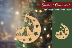 Couple Dog in Moon Lasercut Ornament SVG Product Image 1