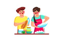 couple doing housework vector Product Image 1