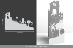 Little House and Park Lamp with Romantic Couple Papercut SVG Product Image 1