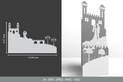 Castle with Dancing Couple Folding Papercut Design Product Image 1