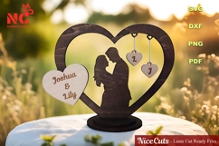 Romantic Couple in Heart SVG, Laser Cut Files, Love Sign DXF Product Image 1