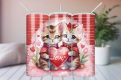 Valentine Cats Skinny Tumbler Wrap - Sublimation PNG Product Image 1