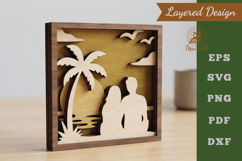 Couple On Beach Lasercut Wall decor SVG Product Image 1