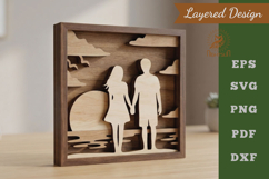 Couple On Beach Lasercut Wall decor SVG Product Image 1