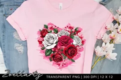 Floral Heart Valentine's Day PNG Sublimation Roses Clipart Product Image 3