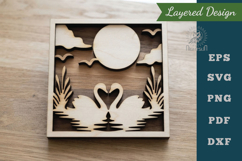 Couple Swan Lasercut Wall Decor SVG Product Image 1