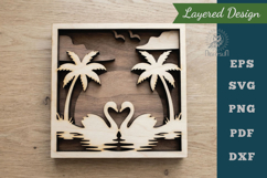 Couple Swan Lasercut Wall Decor SVG Product Image 1