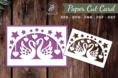 Couple Swan Papercut Card SVG Product Image 1