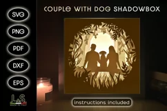 3D dog light box svg template with layered male and female couple with dog design
