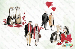 Couples, Hearts, Bouquets Valentine Cliparts Product Image 1