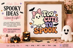 Too Cute To Spook SVG, Cute Ghost| pastel Halloween Product Image 2