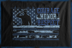 Courage Honor Respect Veteran Blue Camouflage Salute Design Product Image 2