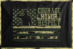 Courage Honor Respect Green Camouflage Veteran Salute Design Product Image 2
