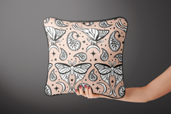 Celestial Luna Moth Paisley Black &amp; White on Pink Pattern Product Image 2