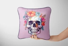 Ethereal Floral Skulls Watercolor Illustrations Product Image 5