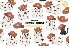 Howdy Ghost Cute Cowboy Spooky Western PNG Vector Clipart Product Image 1