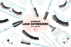 Lash Extension Tools Watercolor Clipart Eyelashes PNG Product Image 1
