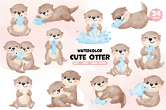 Cute Otter Kawaii Otter Watercolor PNG Vector Product Image 1