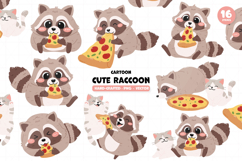 Cute Raccoon Pizza Party Kawaii Animal Cute Raccoon Product Image 1