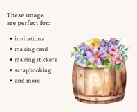 Watercolor Flower Barrel, Flower Barrel Clipart PNG Bundle Product Image 3