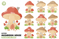 Cute Fairy Mushroom house cartoon Clipart PNG Vector Product Image 1