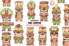 Watercolor Hawaii Tiki Wooden Statue PNG vector Product Image 1