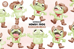 Watercolor Cute Cowboy Frog Western Cute Frog PNG &amp; Vector Product Image 1
