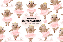 Watercolor Capybara Ballerina Clipart Ballet Animal Product Image 1