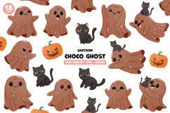 Chocolate Ghost Cute Halloween Cartoon PNG Ghost vector Product Image 1