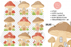 Cute Fairy Mushroom house cartoon Clipart PNG Vector Product Image 2