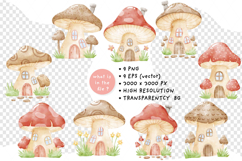 Fairy Mushroom house Watercolor Clipart PNG Vector Product Image 2