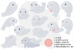 Cute manatee sea cow Clipart Sea life PNG Vector Product Image 2