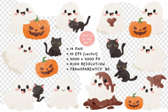 Cute Halloween Cute Ghost Cartoon PNG Vector Product Image 2