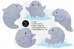 Cute manatee Dugong Sea cow Clipart Sea life PNG Vector Product Image 2