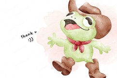 Watercolor Cute Cowboy Frog Western Cute Frog PNG &amp; Vector Product Image 3