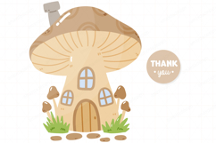 Cute Fairy Mushroom house cartoon Clipart PNG Vector Product Image 3