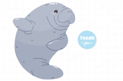 Cute manatee Dugong Sea cow Clipart Sea life PNG Vector Product Image 3