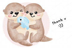 Cute Otter Kawaii Otter Watercolor PNG Vector Product Image 2