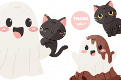 Cute Halloween Cute Ghost Cartoon PNG Vector Product Image 3