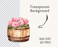 Watercolor Flower Barrel, Flower Barrel Clipart PNG Bundle Product Image 2