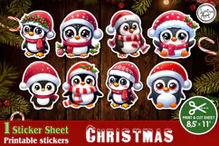 Christmas. Print & Cut Stickers PNG / Christmas Penguin Product Image 1
