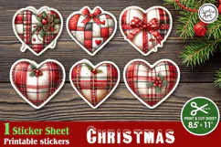Christmas. Print & Cut Stickers PNG / Christmas Tartan Heart Product Image 1