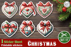 Christmas. Print & Cut Stickers PNG / Christmas Tartan Heart Product Image 1