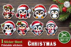 Christmas. Print & Cut Stickers PNG / Christmas Penguin Product Image 1