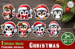 Christmas. Print & Cut Stickers PNG / Christmas Penguin Product Image 1