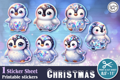 Christmas. Print &amp; Cut Stickers PNG / Christmas Penguin Product Image 1