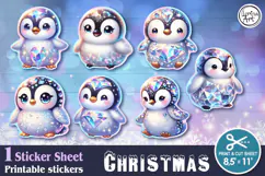 Christmas. Print & Cut Stickers PNG / Christmas Penguin Product Image 1