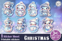 Christmas. Print &amp; Cut Stickers PNG / Christmas Snowman Product Image 1
