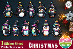 Christmas. Print & Cut Stickers PNG / Christmas Penguin Product Image 1