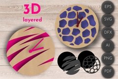 3D Layered round abstract clock, Glowforge Laser Cut File Product Image 1